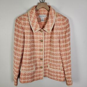 EUC Vintage George Simonton Pink Tweed Blazer Suit Jacket Old Money Size 10 #707
